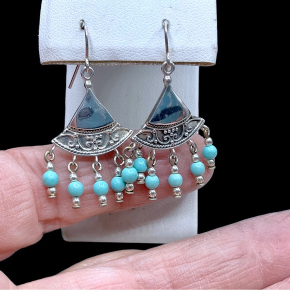 🌺Vintage Jezlaine Sterling & Turquoise Earrings - Picture 12 of 14
